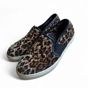 Steve Madden Quilted Leopard Slip-On Sneakers in Brown and Black